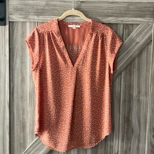 Small, Fun2Fun brand, coral and cream colored blouse